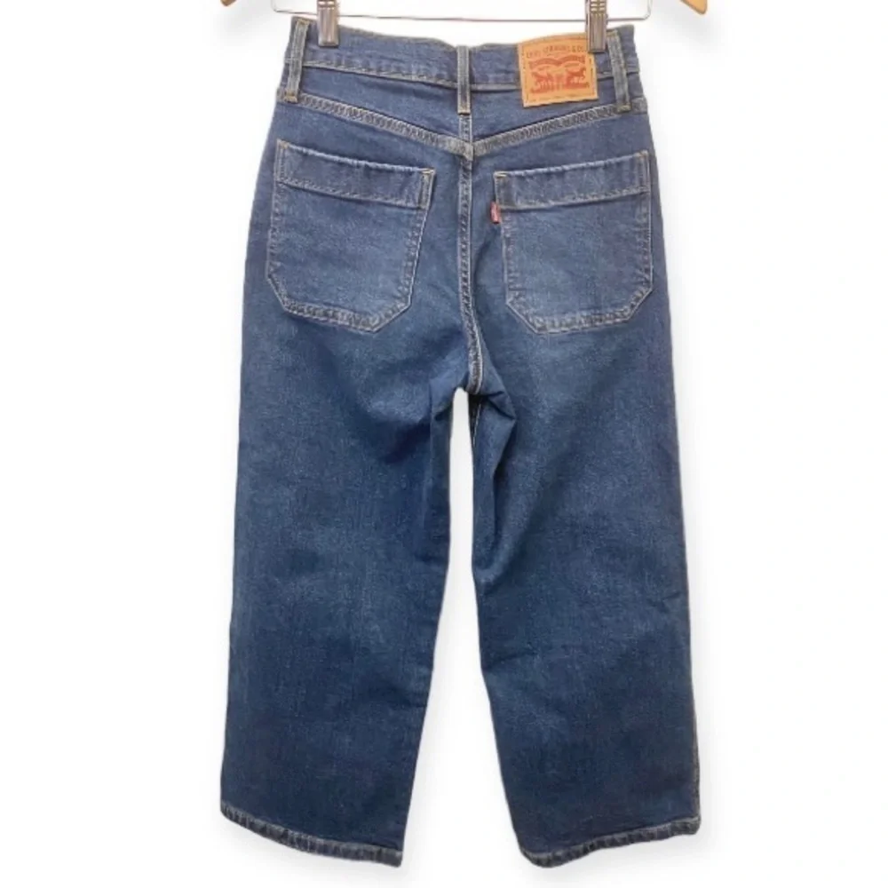 Levi’s 24 (0/00) Mile High Cropped Wide Leg Jeans Exposed Button Fly Stretch